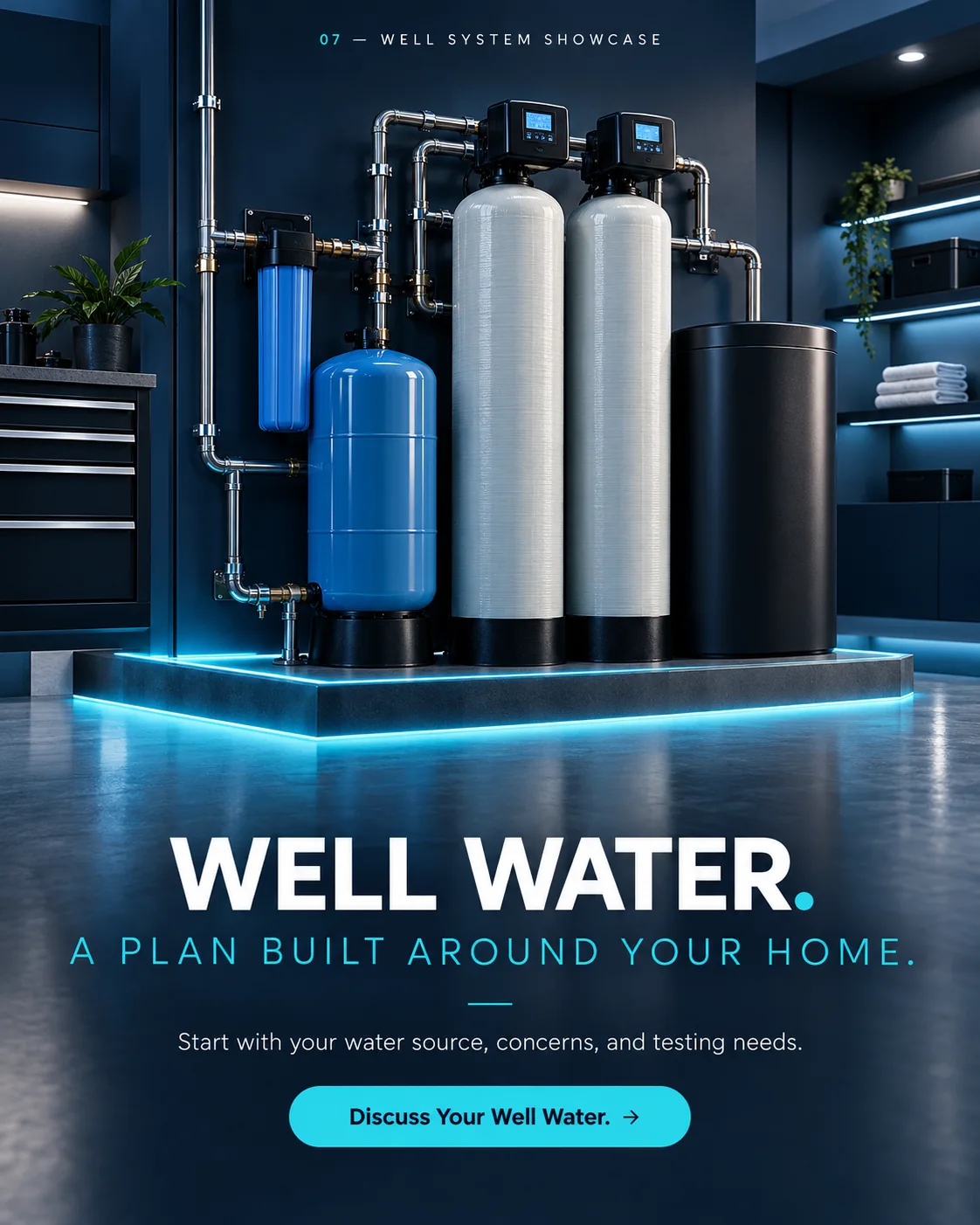 Illustrative well-water equipment setup
